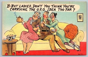 Vintage Saucy Cartoon Humor Postcard - US Army - WW2 - 82nd 101st Airborne