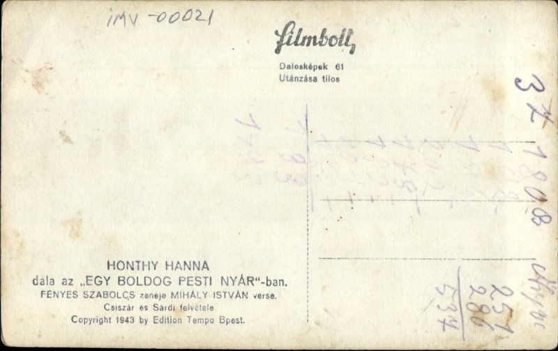 IMV00021 honthy hanna egy boldog pesti nyar hungary  movie film actor actress 