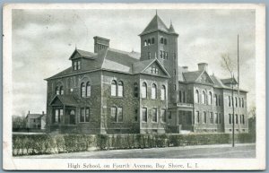 BAY SHORE LONG ISLAND NY HIGH SCHOOL on FOURTH AVENUE ANTIQUE POSTCARD