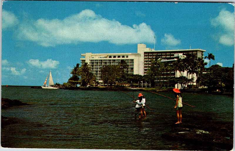 Postcard BOAT SCENE Naniloa Surf Hawaii HI AL9394