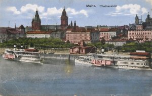 Germany navigation themed postcard Main paddle steamer Rheinansicht