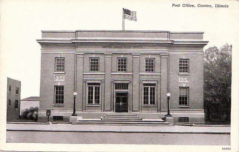 Postcard Post Office Canton IL