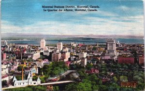 Canada Montreal Business District Quebec Linen Postcard C207