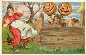 Halloween, Women Startled by cow with JOL on Horns, Julius Bien No 9804