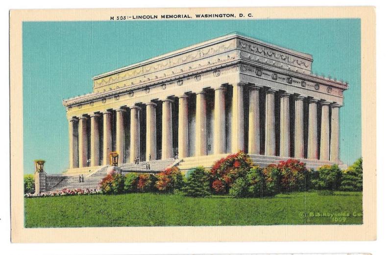 Washington DC Lincoln Memorial Vtg BS Reynolds Postcard