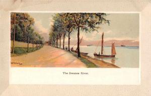 The Swanee River Scenic View Sailboats Antique Postcard J72425