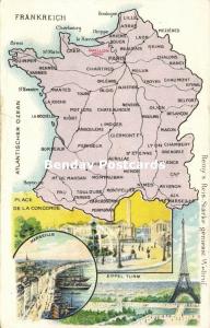 France MAP Postcard (1910s) Remy Paste Edition