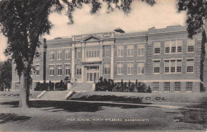 High School, North Attleboro, Massachusetts, Early Postcard, Unused