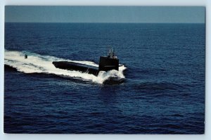 Groton CT Postcard USS Patrick Henry SSN 599 Ballistic Missile Submarine Vintage