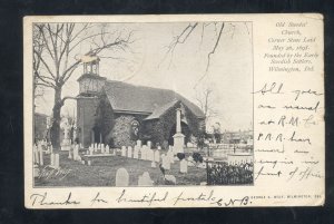 WILMINGTON DELAWARE OLD SWEDES CHURCH CEMETERY VINTAGE POSTCARD 1906 RPO