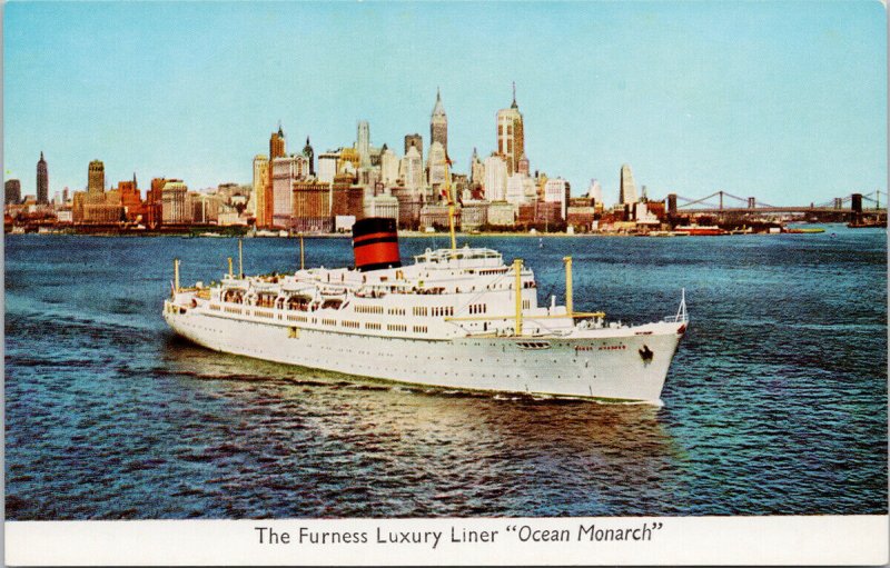 Furness Luxury Liner SS 'Ocean Monarch' Ship Boat Unused Postcard E88