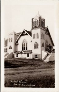 United Church Athabasca Alberta AB Alta Real Photo Postcard F41