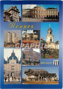 Postcard Modern Rennes Old houses the Theater Place des Lices greenhouses Tabor