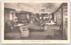 Biltmore Hotel Library New York City 1915 Postcard Photo-Gelatine Print