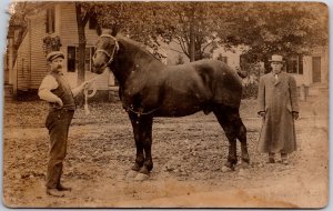 Cowboys Ang Their Horse Photographed In Front Of The House Real Photo Postcard