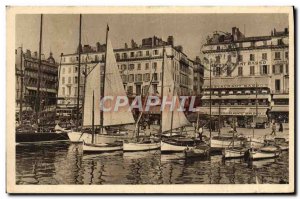 Old Postcard Marseille A corner of the old harbor Boats