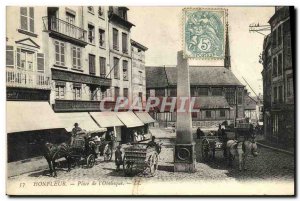 Old Postcard Honfleur Place de l & # 39Obelisque Horse