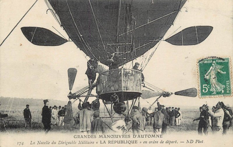 Aviation military airship Zeppelin LA REPUBLIQUE in starting order 1910