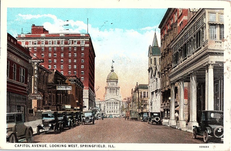 Postcard BUILDING SCENE Springfield Illinois IL AI2863