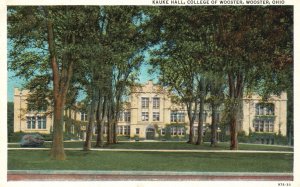 Vintage Postcard Kauke Hall School Building College of Wooster Ohio OH