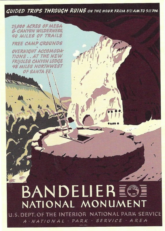 Bandelier National Monument New Mexico WPA Poster Artist Unknown 4 by 6