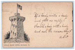 1907 Ethan Allen Tower Burlington Vermont VT PMC Posted Antique Postcard