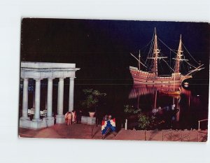 Postcard Mayflower II At Night, Plimoth Plantation, Plymouth, Massachusetts