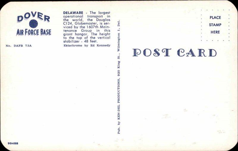 Dover Air Force Base DE Douglas C124 Globemaster Airplane Plane Vintage Postcard