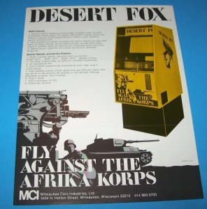 MCI Desert Fox Arcade FLYER Original 1972 Vintage Retro Game Paper Artwork Sheet