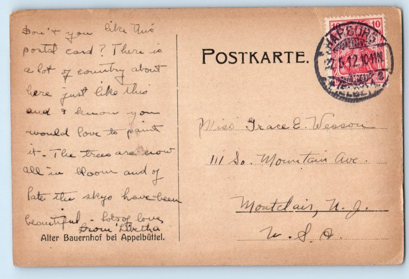 Harburg Bavaria Germany Postcard Old farm near Appelbuttel 1912 Antique