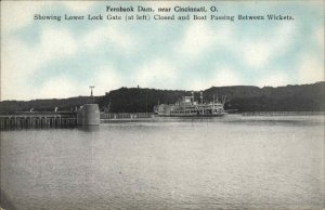 Cincinnati Ohio OH Fernbank Dam Lower Lock Gate Ferry 1900s-20s Vintage Postcard