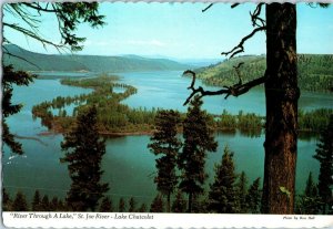 Aerial View Chatcolet Lake near St Maries Idaho Postcard Posted 1982