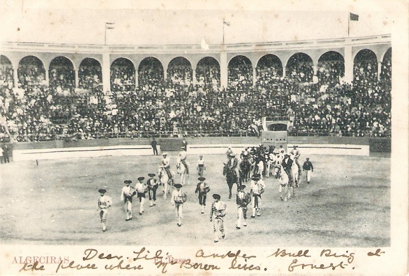 Bullfighting. Algeciras. Paseo de la cuadrilla  Old vintage Spanishpostcard