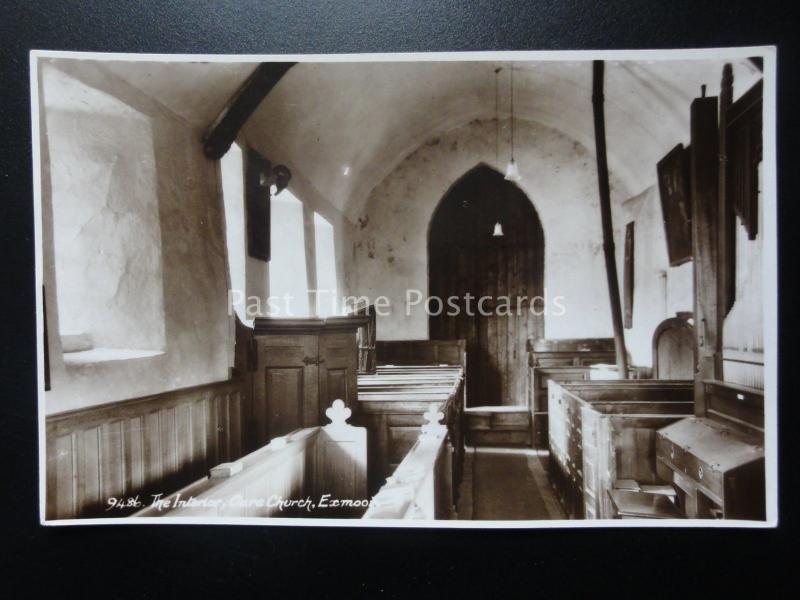 Devon OARE Church Interior EXMOOR - Old RP Postcard by E.A. Sweetman 9486