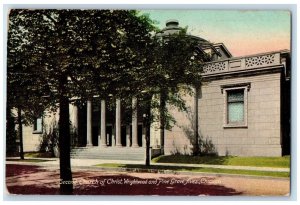 1911 Second Church Christ Wrightwood Exterior Pine Grove Aves. Chicago Postcard