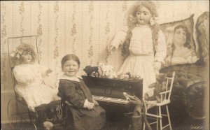 Dolls, Toys Little Girl A+Photography c1910s Real Photo Postcard