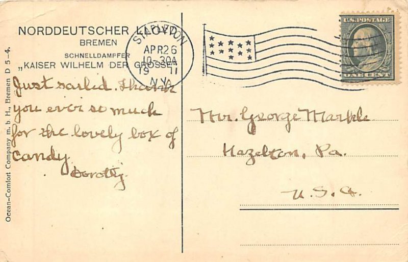 Kaiser Wilhem Der Grosse Norddeutscher Lloyd Ship 