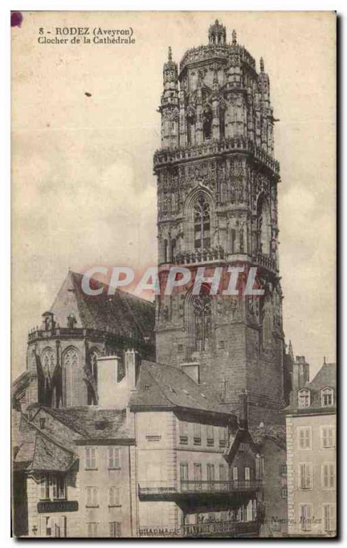 Old Postcard Rodez Bell tower of the Cathedral