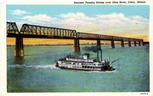 Cairo, Illinois - Steamer passing Bridge over the Ohio River - c1920