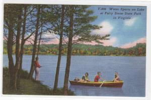 Boating Fairy Stone Park Virginia linen postcard