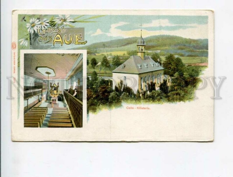 3173903 GERMANY GRUSS aus Aue Church Vintage litho postcard