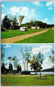 Postcard Wilberforce Ontario 1960s Wilbermere Lake Resort Trailer Park Dual View