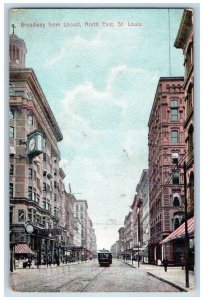 St. Louis Missouri MO Postcard Broadway Locust North East 1908 Vintage Antique