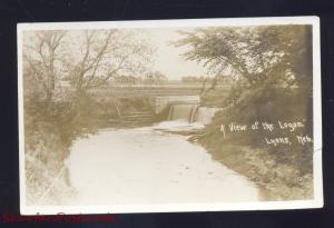 RPPC LYONS NEBRASKA LOVAN RIVER DAM WATERFALL VINTAGE REAL PHOTO POSTCARD