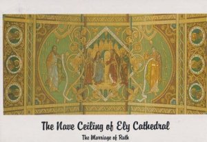 Ely Cathedral The Marriage Of Ruth Nave Ceiling Sculpture East Anglian Postcard