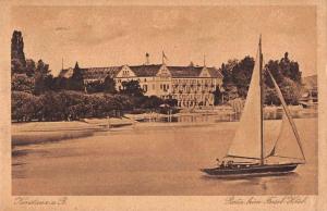 Konstanz Germany Finsel Hotel Scenic View Sailboat Antique Postcard J76988