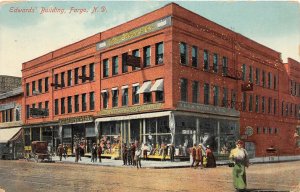 G54/ Fargo North Dakota Postcard c1910 Edwards Building Store People