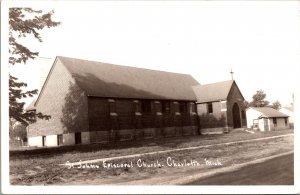 Real Photo Postcard St. Johns Episcopal Church in Charlotte, Michigan