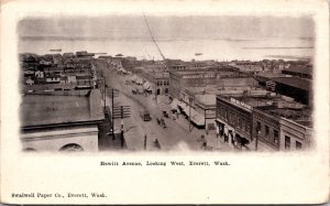 Postcard Hewitt Avenue, Looking West in Everett, Washington