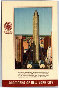 Postcard NYC Rockefeller Center Landmarks of New York City